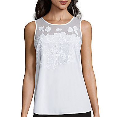 Worthington Embroidered Tank Top - Tall