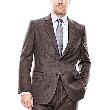 Stafford Travel Brown Check Suit Jacket - Classic Fit